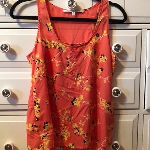 Coral floral tank top